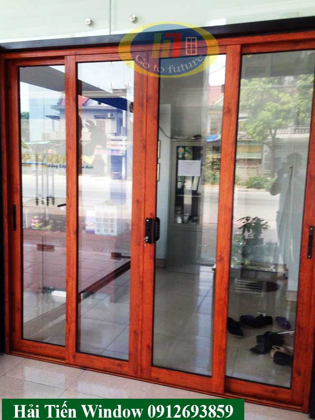 Cửa lùa vân gỗ nhôm kính Xingfa cao cấp nhập khẩu